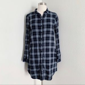 Zara Woman Plaid Button Down Tunic Shirt Dress Top